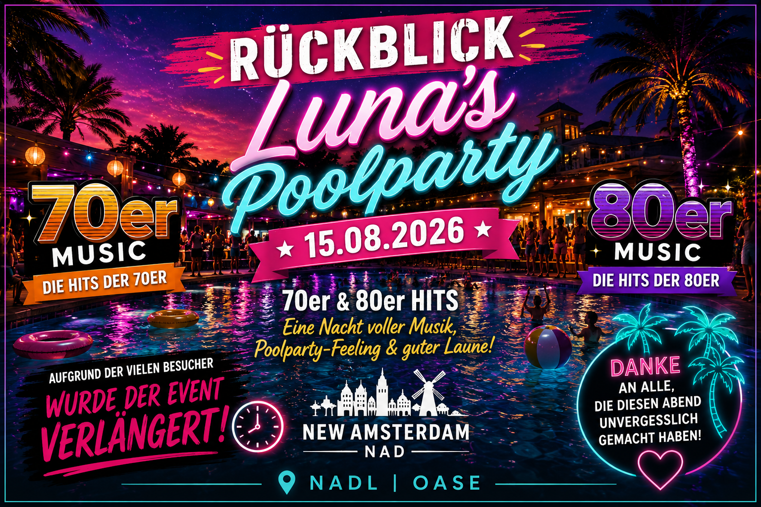 Rückblick auf die Poolparty vom 15.08.2026 in der NADL | Oase - New Amsterdam | NAD